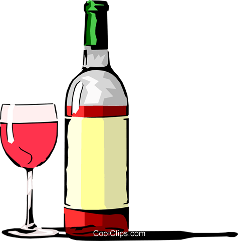 Alcohol Clipart Transparent Pencil And In Color Alcohol - Wine Bottle And Glass (475x480)