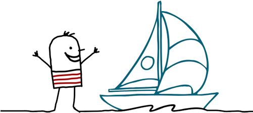 Which Will Get You Rescued From A Deserted Island - Stick Figure Sailboat (500x338)