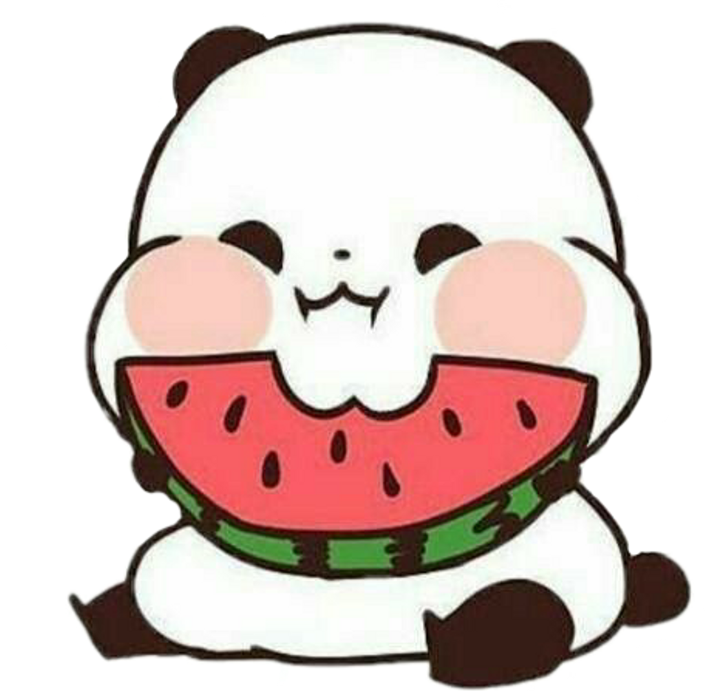 Panda Cute Love Watermelon Food - Panda Kawaii (1024x1004)