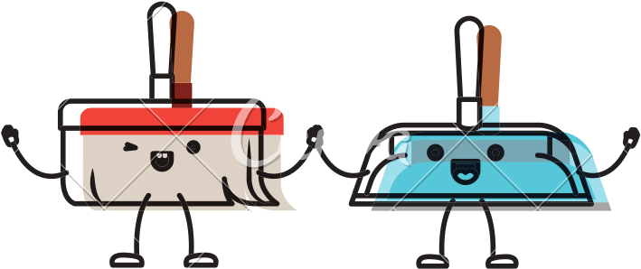 Cartoon Hand Dustpan And Hand Broom - Dibujos De Escoba Kawaii (800x800)