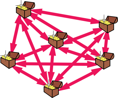 Vector Image Of Early Web Structure With Pots Gold - Clip Art (500x418)