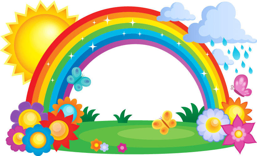Rainbow And Clouds Clipart (821x498)