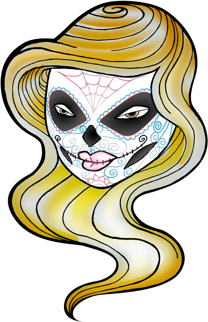 Female Sugar Skull - Illustration (727x1100)
