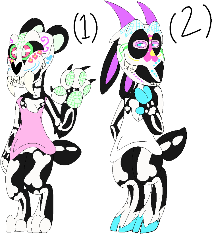 Sugar Skull Animals - Cartoon (894x894)