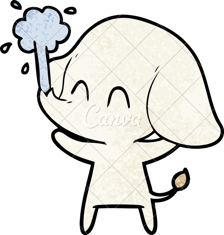 Cute Cartoon Elephant Spouting Water - Easy To Draw Arctic Wolf (763x800)