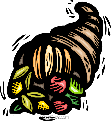 Cornucopia Royalty Free Vector Clip Art Illustration - Ukulele Thanksgiving (442x480)