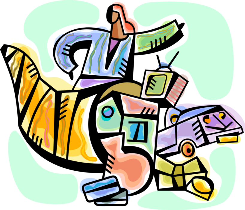 Vector Illustration Of Successful Woman With Cornucopia - Vector Illustration Of Successful Woman With Cornucopia (818x700)