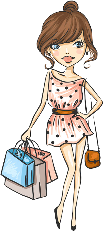 Clip Art Portfolio Categories Designshop Page Cartoon - Cute Girl Shopping Cartoon (360x780)