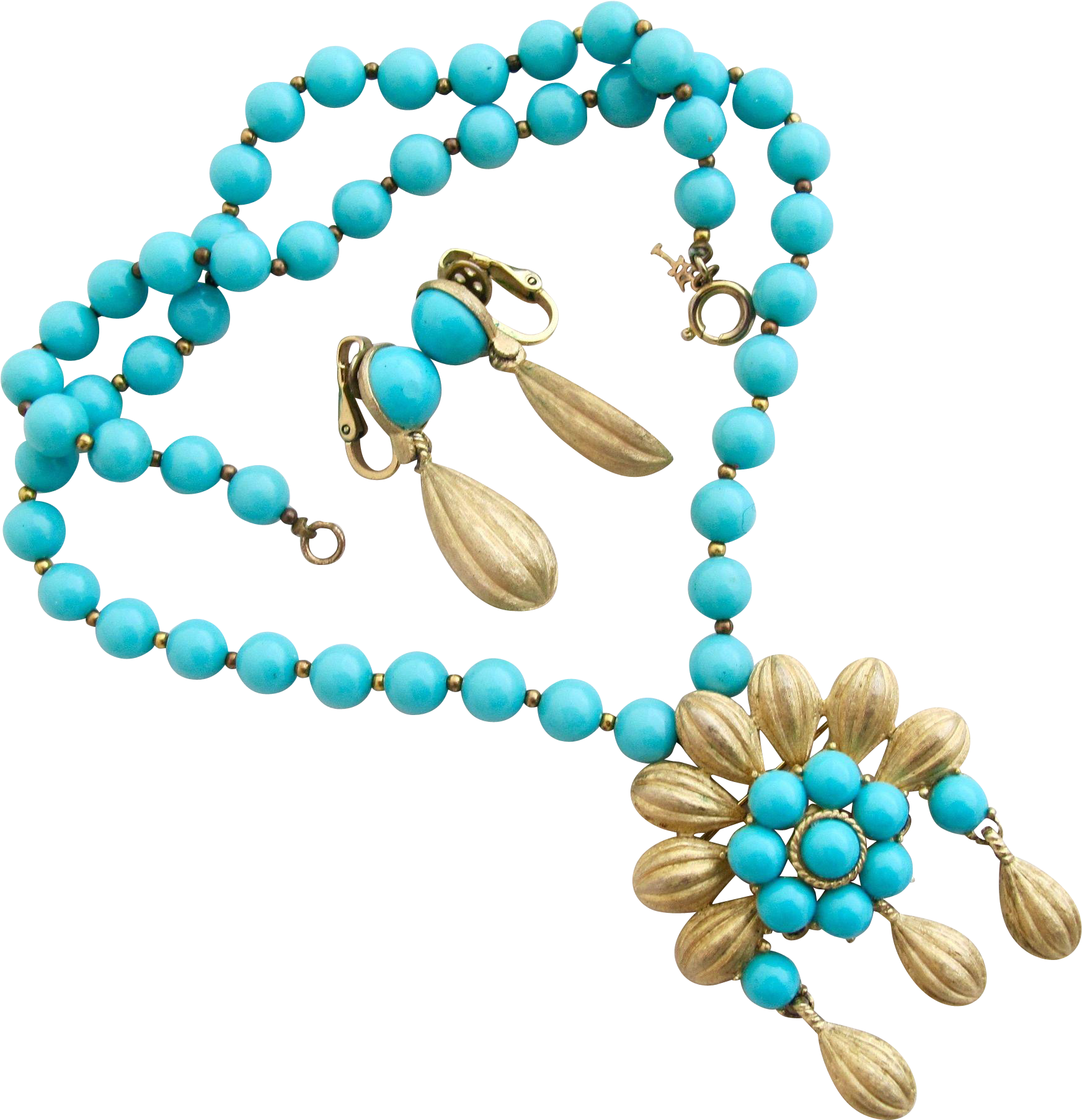 This Trifari Pendant Necklace And Clip Earring Set - Necklace (1805x1805)