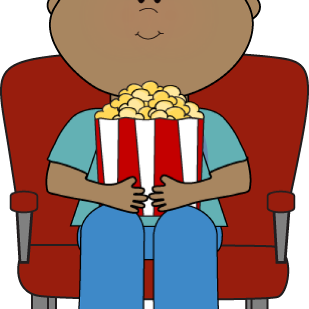 Movie Clipart Movie Clip Art Movie Images Kids Movie - Girl Watching A Movie Cartoon Png (1024x1024)