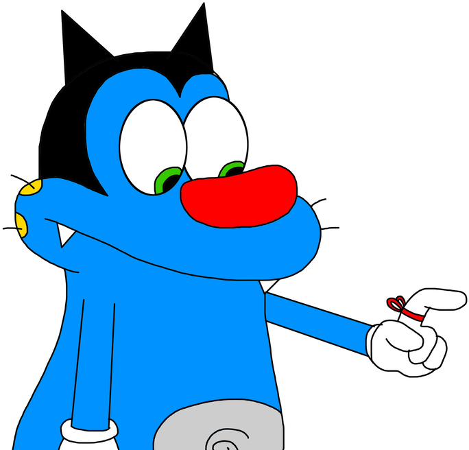 Oggy With A String On His Finger By Mega Shonen One - Oggy And The Cockroaches Cat (894x894)