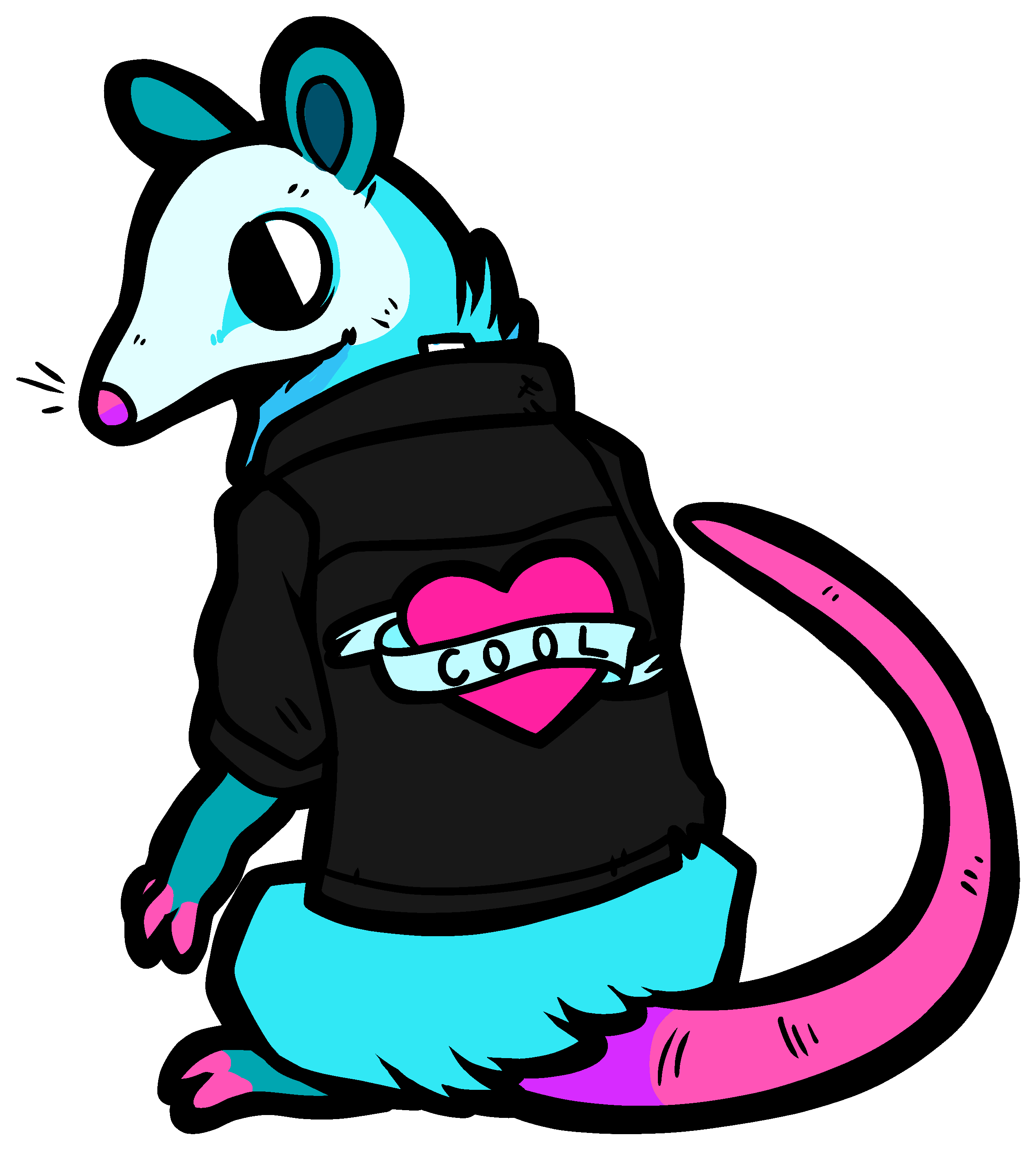 Rad Opossum - Illustration (3000x3000)