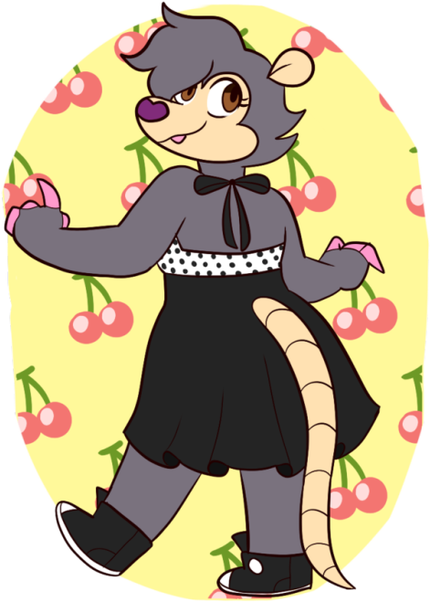 Rockabilly Furry Fursona My Art Opossum Possum - Cartoon (500x703)