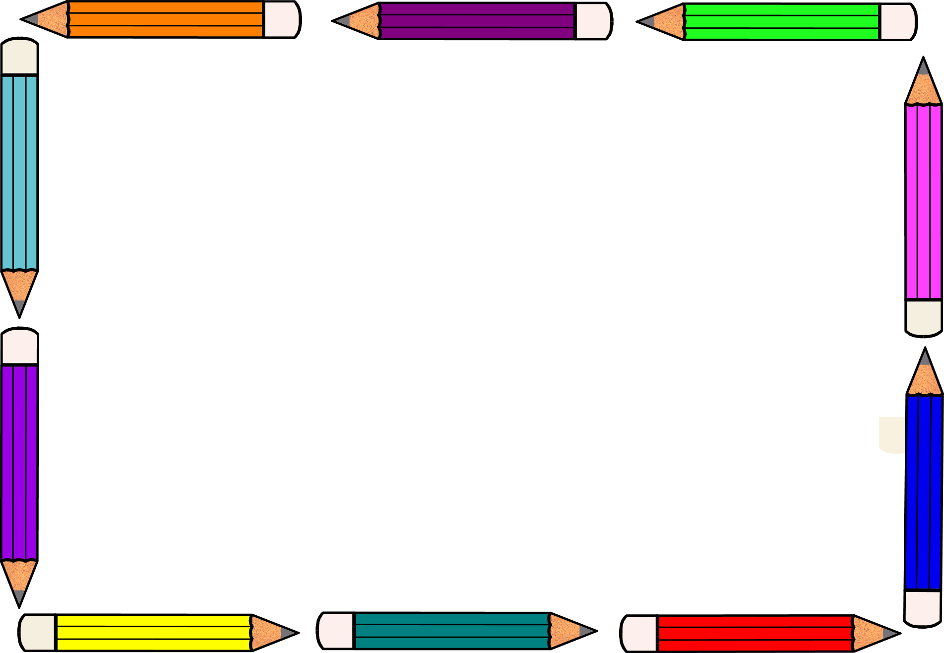 Pencil Frame Clipart - Pencil Border Clipart (1900x1315)