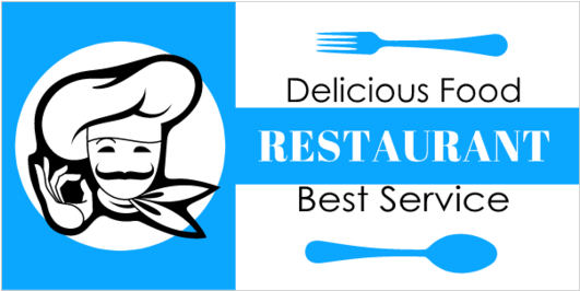 Restaurant Vinyl Banner With Chef And Silverware Graphic - Restaurant Vinyl Banner With Chef And Silverware Graphic (560x560)