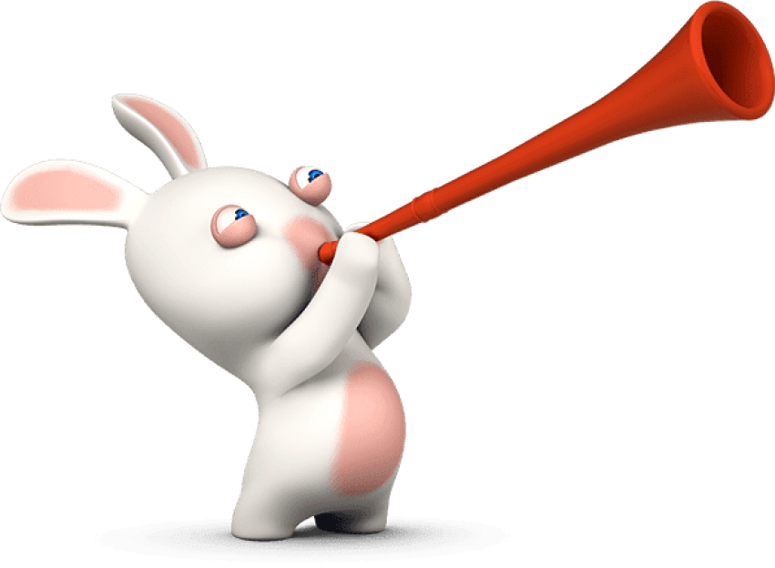 Download Rabbid Blowing A Horn Clipart Png Photo - Rabbid Png (851x624)