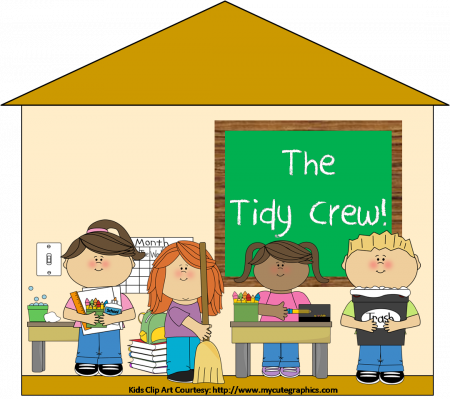 House Chores Clipart - Clean Up Classroom Clipart (450x399)