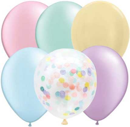 Balloons And Confetti Clipart - Pastel Balloons Png (480x479)