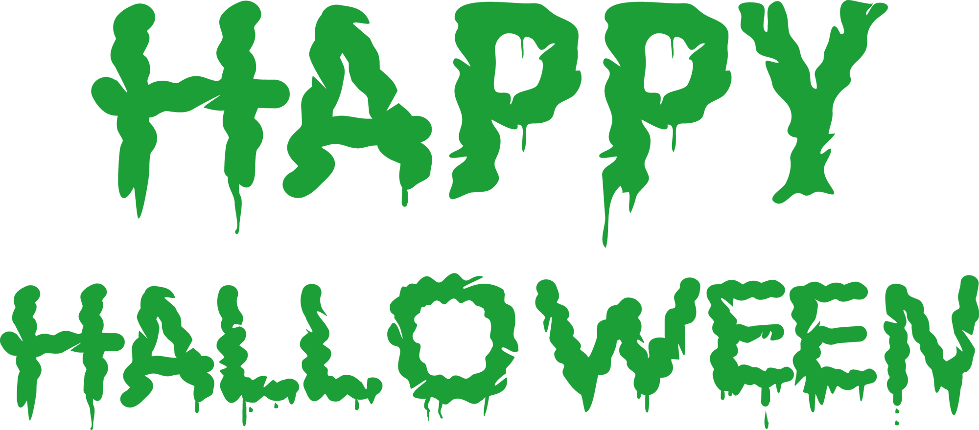 Green Happy Halloween Text - Illustration (2000x879)
