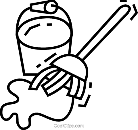 Mops And Pails Royalty Free Vector Clip Art Illustration - Mops And Pails Royalty Free Vector Clip Art Illustration (480x454)