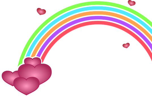 Rainbow, Hearts, Colors, Colorful - Transparent Background Valentines Day Png (536x340)