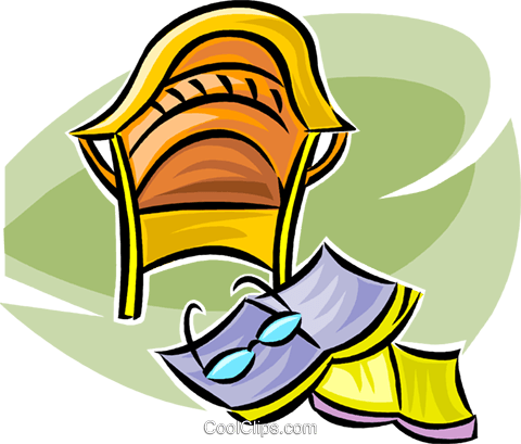 Chair And Reading Material Royalty Free Vector Clip - Chair And Reading Material Royalty Free Vector Clip (480x409)