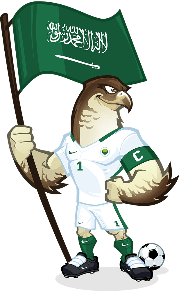 This Guy Is The Mascot Of The Saudi Arabian Football - Saudi Arabia Flag (616x1000)