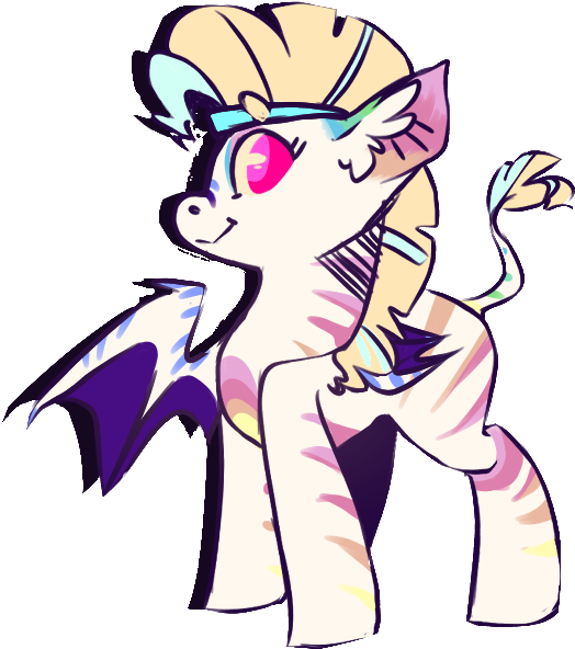 Queenofvipers, Bat Pony, Bat Pony Zebra, Female, Headband, - Cartoon (600x600)