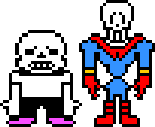 Worried Sans And Papyrus - Papyrus Pixel Art (570x480)
