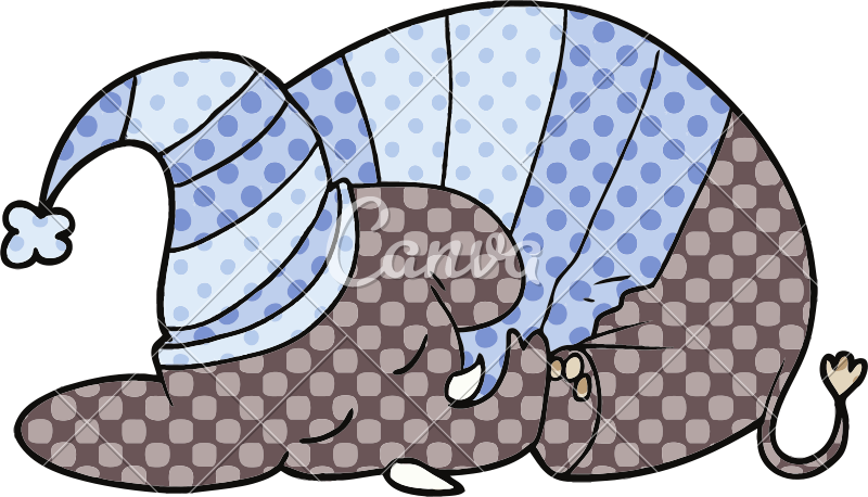 Cartoon Sleeping Elephant In Pajamas - Bird Photo Booth Png (800x458)