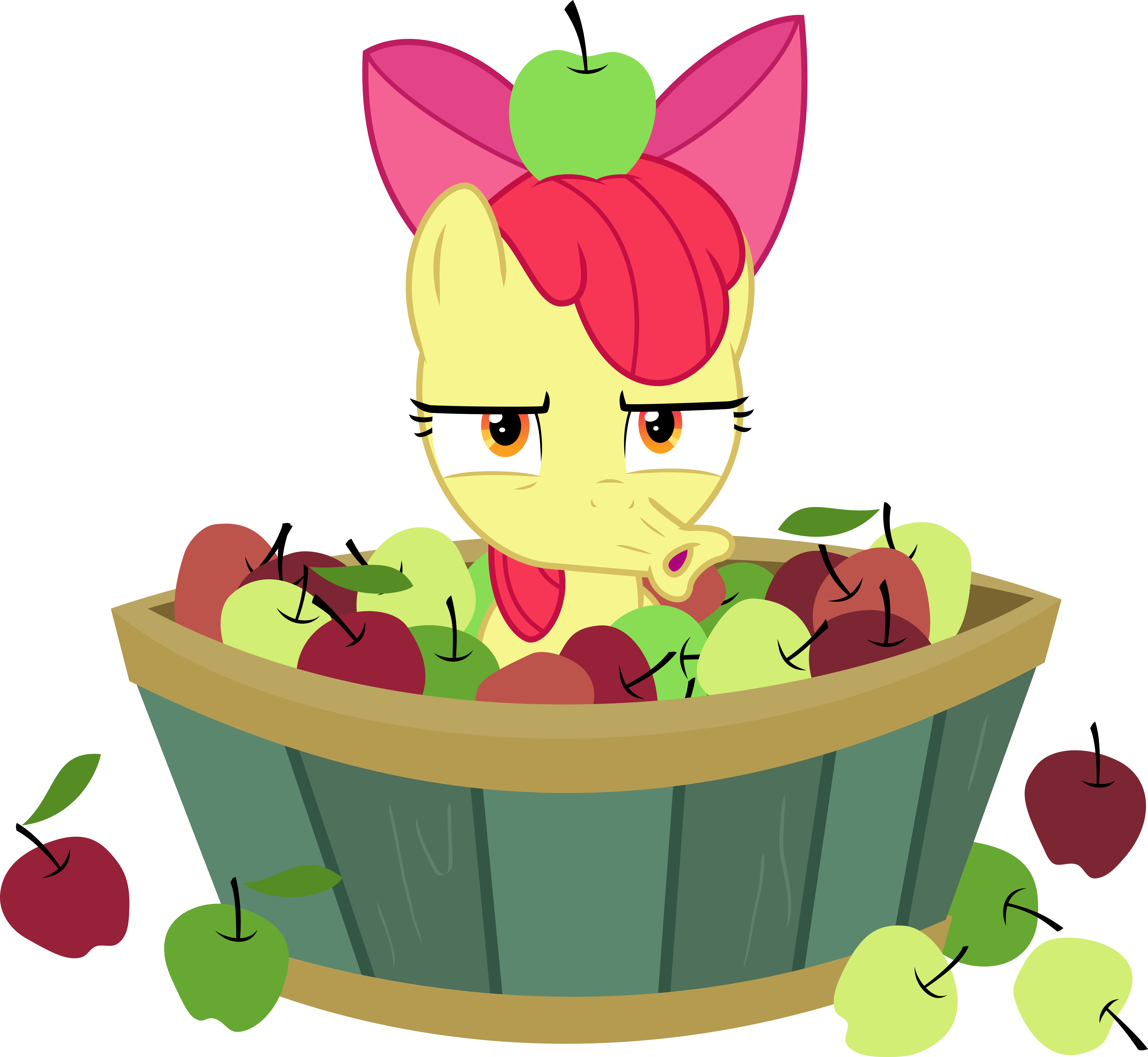 Absurd Res, Apple, Apple Basket, Apple Bloom, Artist - Cartoon (6000x5525)