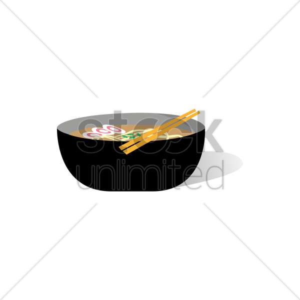 In A Bowl With Chopsticks Vector Image - Asian Soups (600x600)