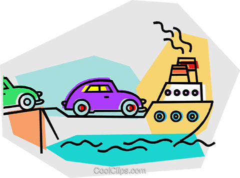 Ferry Loading Cars Royalty Free Vector Clip Art Illustration - Ferry Loading Cars Royalty Free Vector Clip Art Illustration (480x357)