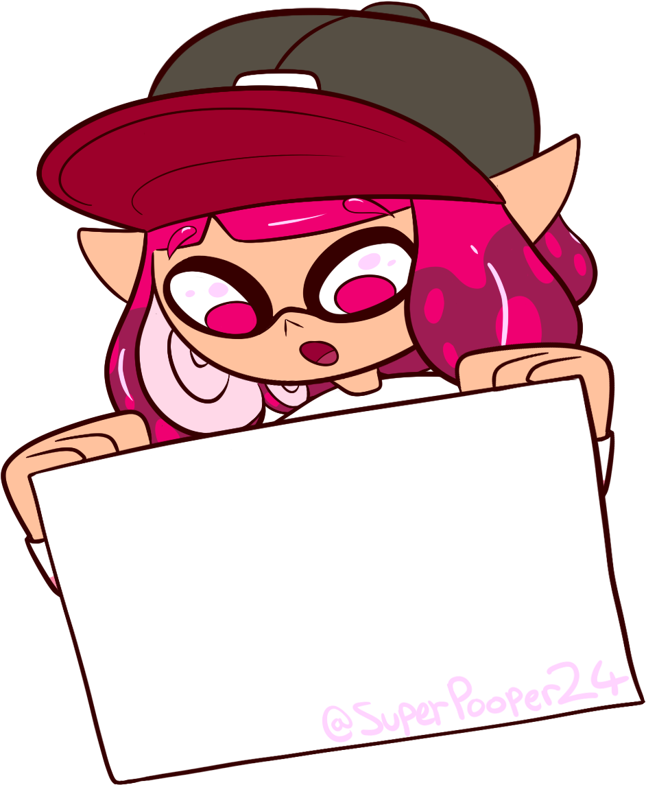 Drew Gum Holding A Blank Sign For My Art Streams To - Cartoon (971x1177)