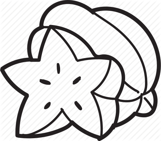 Star Fruit Black And White (512x451)