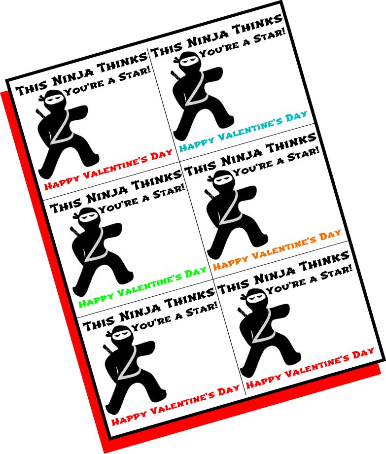Ninja Valentine Printable - (783x921) Png Clipart Download