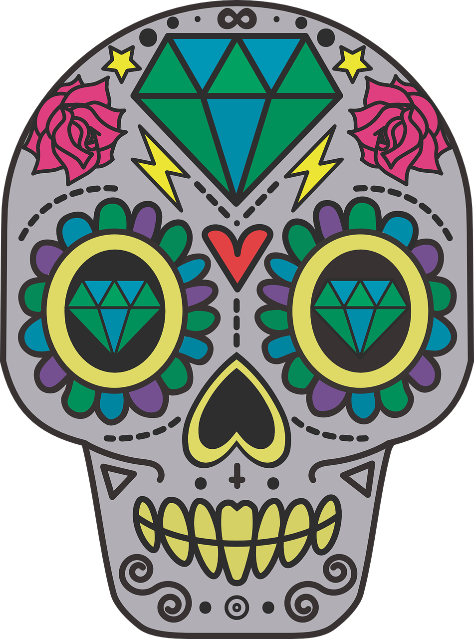 Free Image On Pixabay - Cartoon Skulls Day Of The Dead (950x1280)