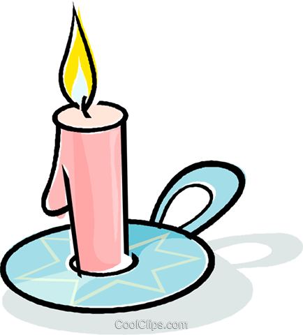 Candle With A Candle Holder Royalty Free Vector Clip - Cartoon Candle (434x480)