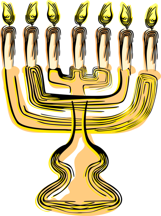 Vector Illustration Of Jewish Chanukah Hanukkah Menorah - Illustration (522x700)