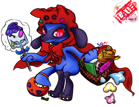 Little Red Trick Or Treater By Sushioveraura - Cartoon (462x350)