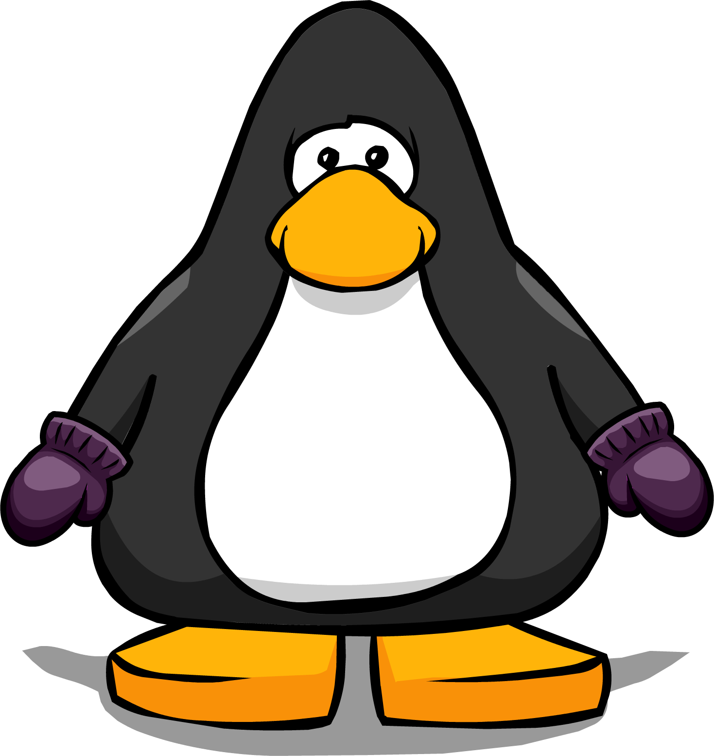 Mauve Clipart Mitten - Club Penguin Black Penguin (1469x1554)