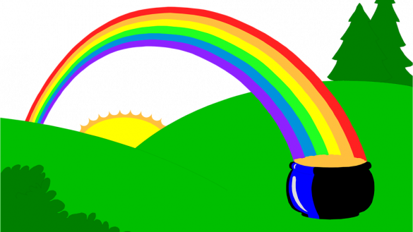Pictures Of A Rainbow Free Stock Photo Illustration - Rainbow And Pot Of Gold (585x329)