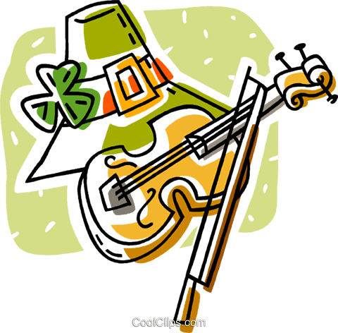 Hat With A Shamrock And Fiddle Royalty Free Vector - Irish Folk Music (480x472)