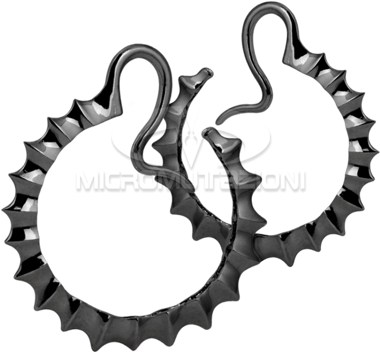 Black Brass Hoop Spikes Earrings Ear Pendant - Crankset (750x750)