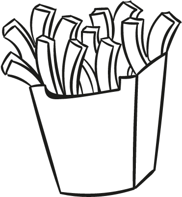 Burger Fries Black And White Clipart - French Fries Outline Png (400x400)