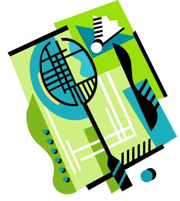 Vector Illustration Of Sport Of Badminton Shuttlecock - Badminton History In English (629x700)