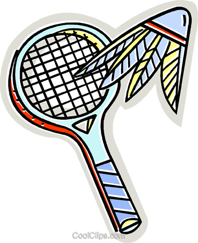 Badminton Racket And Birdie Royalty Free Vector Clip - Badminton Racket And Birdie Royalty Free Vector Clip (392x480)