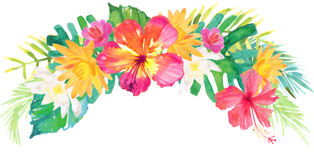 Tropical Summer Palm Flowers Headband Drawing Flower - Tropical Flower Crown Png (1024x1024)