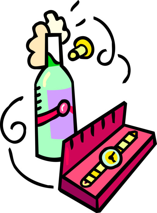 Vector Illustration Of Bottle Of Champagne With Retirement - Vector Illustration Of Bottle Of Champagne With Retirement (515x700)