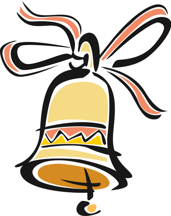Vector Illustration Of Wedding Bell With Ribbon And - Звуковая Информация (553x700)